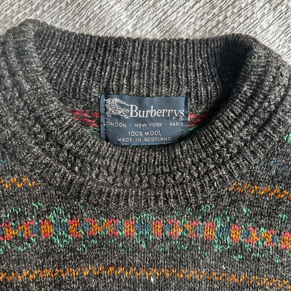 Burberry Mens 100% Wool Gray Scotland Winter Sweater - Picture 6 of 6